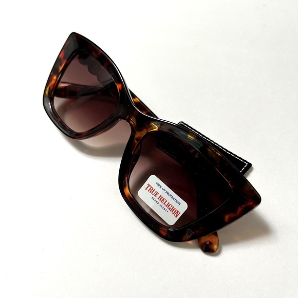 New Original TRUE RELIGION Cat Eye Sunglasses Tortoise Shell Acetate Rhinestones main image 6